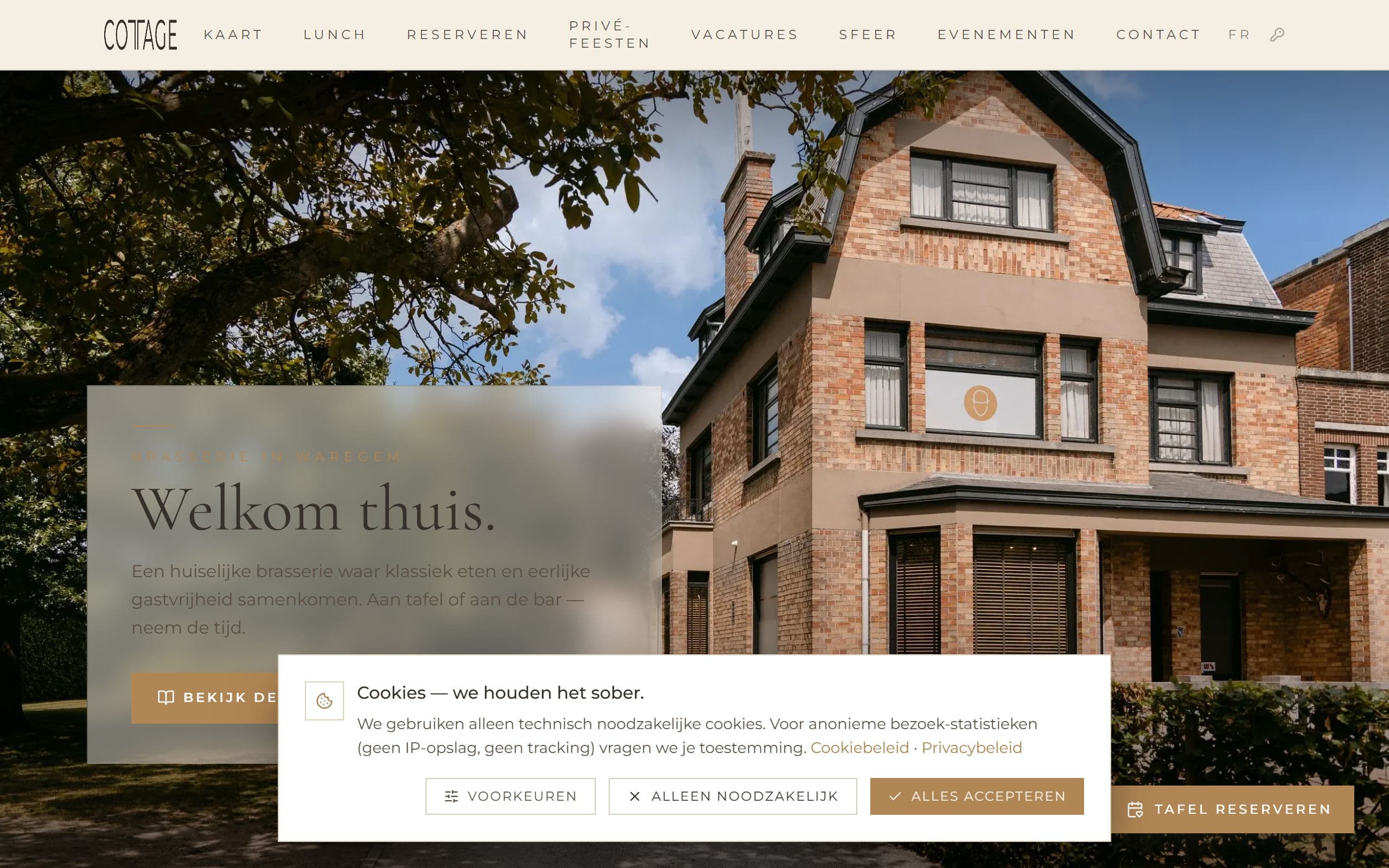 Cottage Waregem — voorpagina